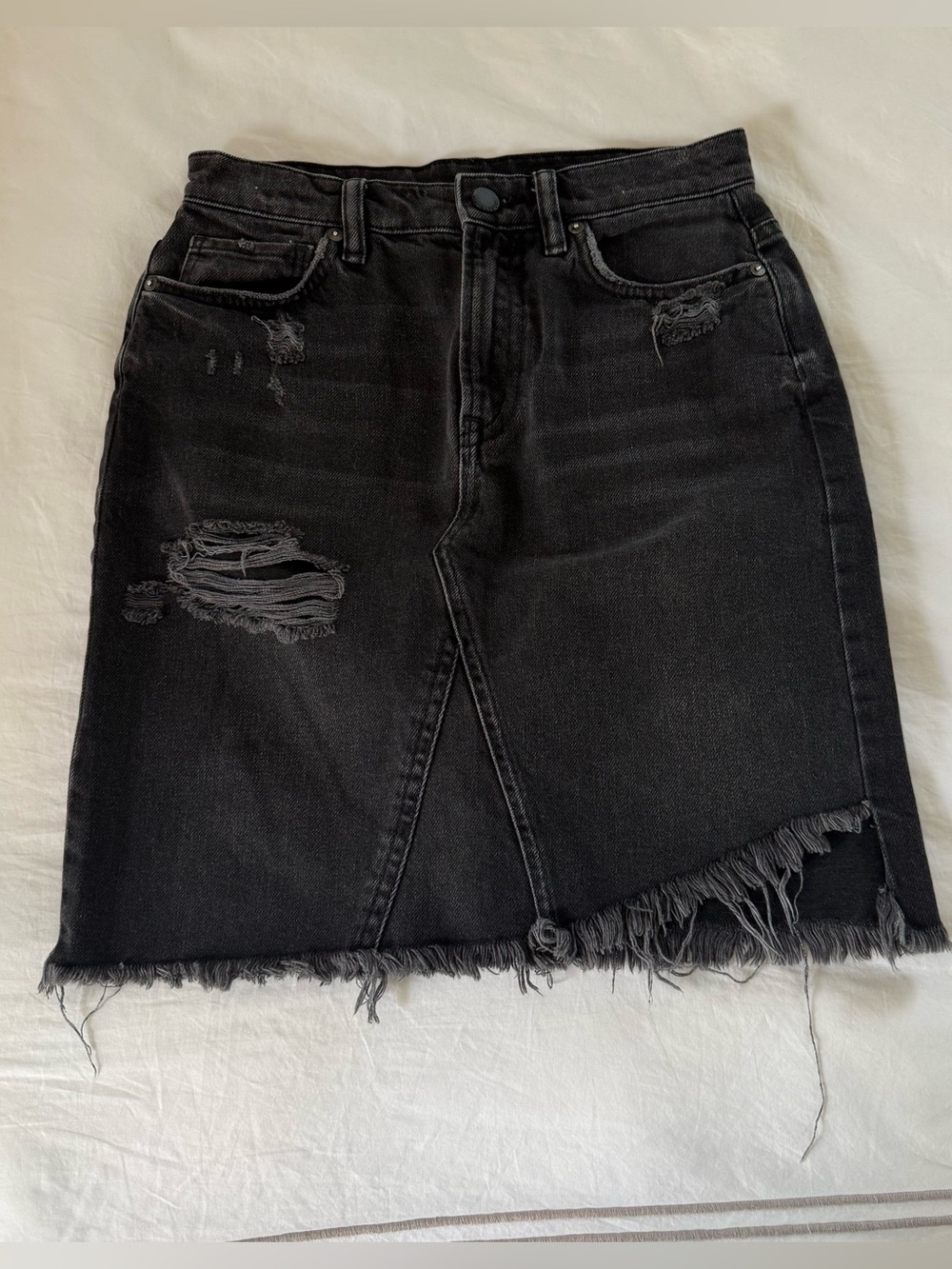 All Saints Midi Black Denim Skirt